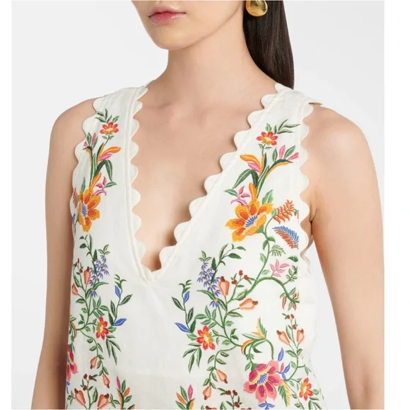 FARM Rio Off-White Delicate Forest Premium Linen Maxi Dress Size Small NWT - Picture 3 of 16